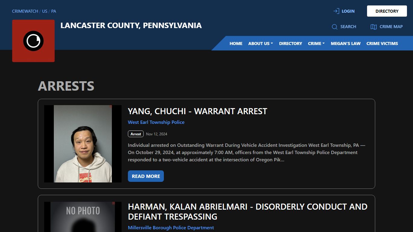 Arrests for Lancaster County, Pennsylvania - CRIMEWATCH